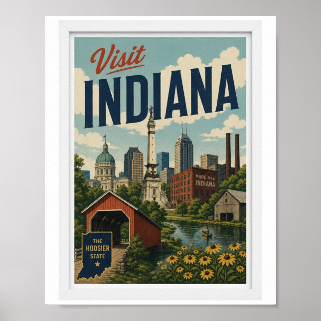 Besök Indiana Resor Vintage Poster (Framsidan)