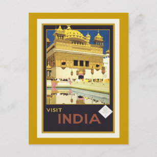 "Besök Indien" Poster vykort i Vintage resor
