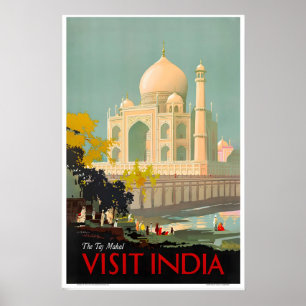 Besök Indien Taj Mahal Unesco Vintage Resa Affisch