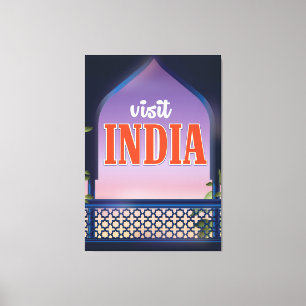 Besök Indien Vintage resetryck. Canvastryck