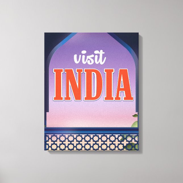Besök Indien Vintage resetryck. Canvastryck (Framsida)