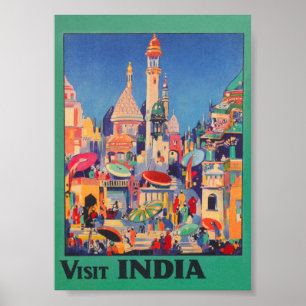 Besök Indien Vintage resor Poster