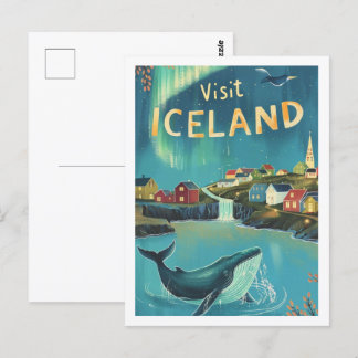 Besök Island Vintage Berömd Travel Ställe Vykort