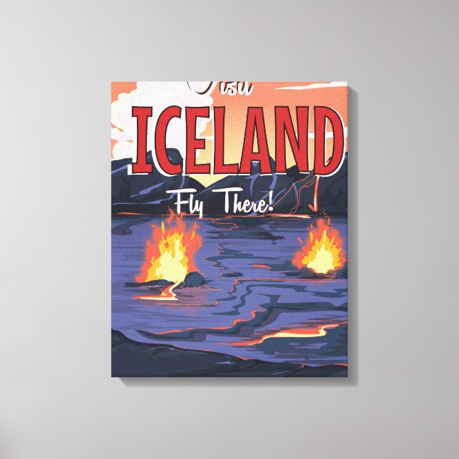 Besök Island vintage-resaaffisch Canvastryck (Framsida)