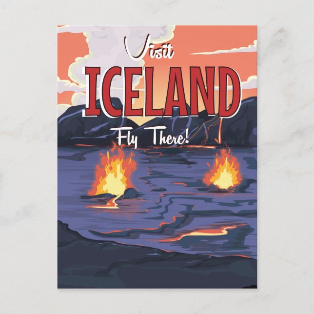 Besök Island vintage-resaaffisch Vykort (Framsida)
