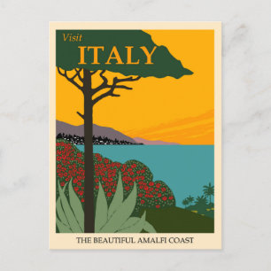 Besök Italien, Den Vackra Amalfi-kusten Resa Vykort