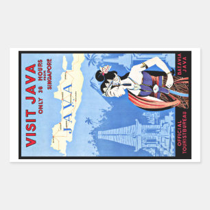 Besök Java Indonesia från Singapore Vintage Rektangulärt Klistermärke