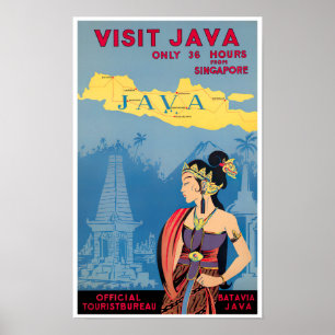 Besök Java vintage resor Poster