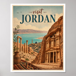 Besök Jordan Travel Vintage Poster