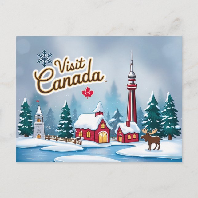 Besök Kanada på vintern Vykort (Framsida)
