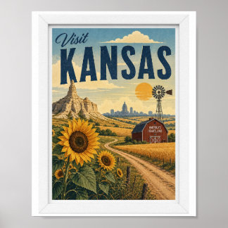 Besök Kansas Resa Vintage Poster