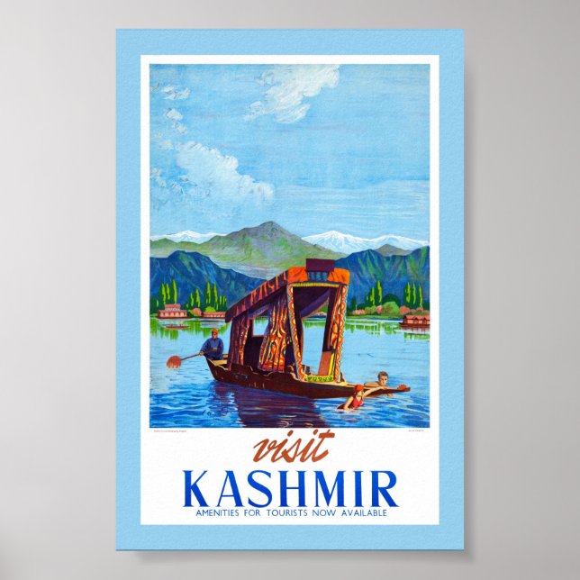 Besök Kashmir Vintage Affisch Restaurerad (Framsidan)
