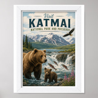 Besök Katmai National Park Resa Vintage Poster