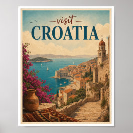 Besök Kroatien Resa Vintage Poster