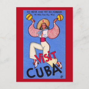 Besök Kuba Färg Travel Vintage Vykort