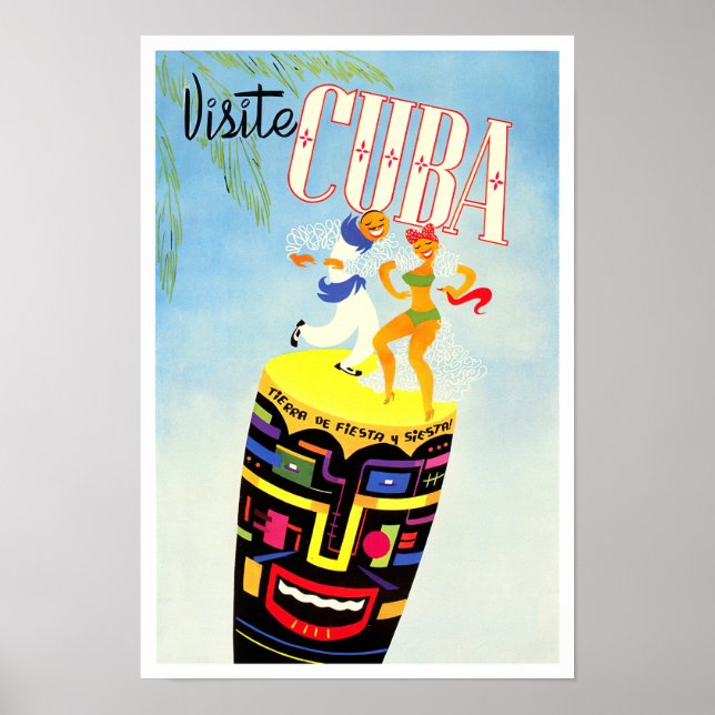 Besök Kuba vintage resor poster (Framsidan)