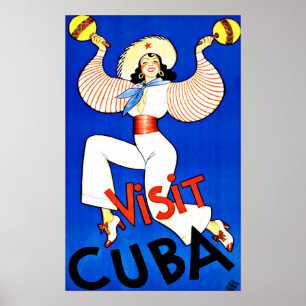 Besök Kuba-Vintage resor Poster