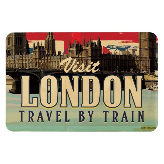 Besök London vintage affisch Magnet (Horisontell)