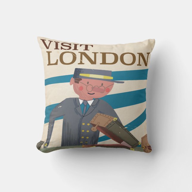 Besök London vintage resaffisch konst Kudde (Framsida)