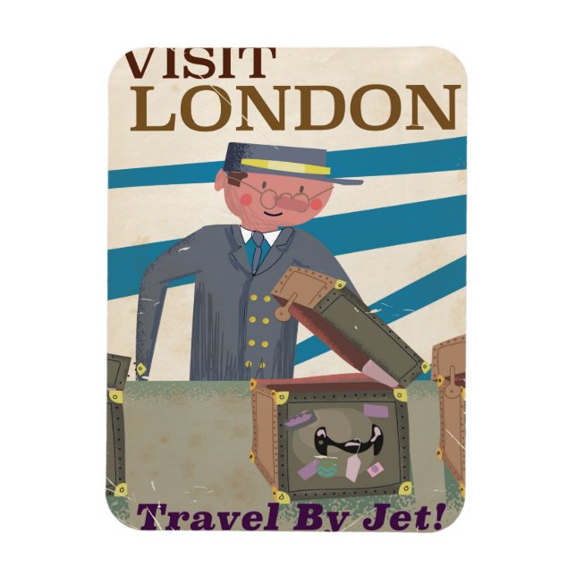 Besök London vintage reserklamart Magnet (Vertikal)