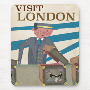 Besök London vintage resor poster art Musmatta