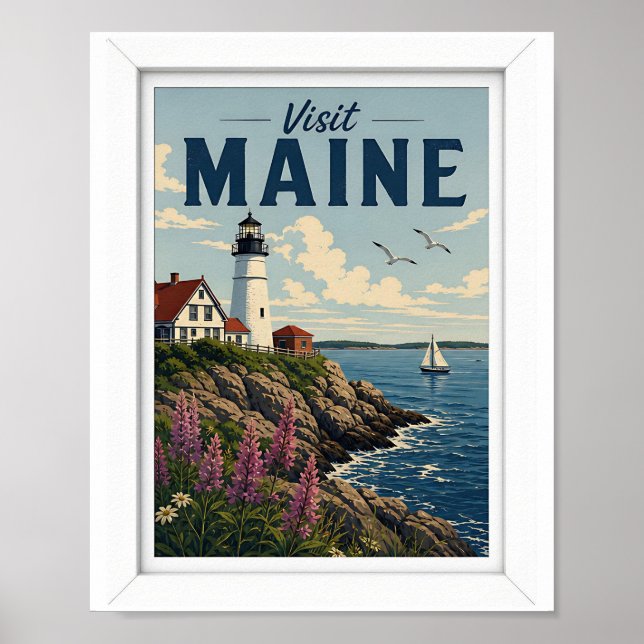 Besök Maine Resor Vintage Poster (Framsidan)