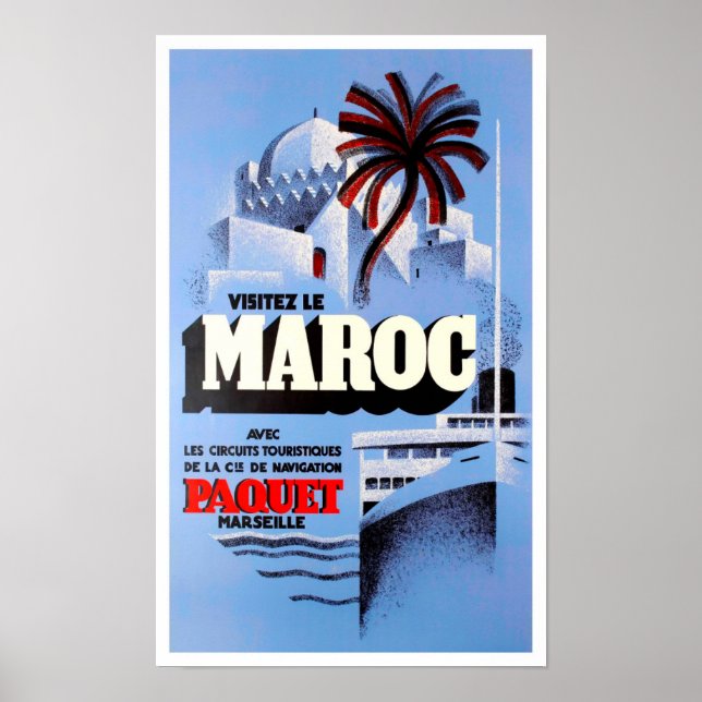 Besök Marocko vintage resor Poster (Framsidan)