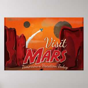 Besök Mars Vintage affisch