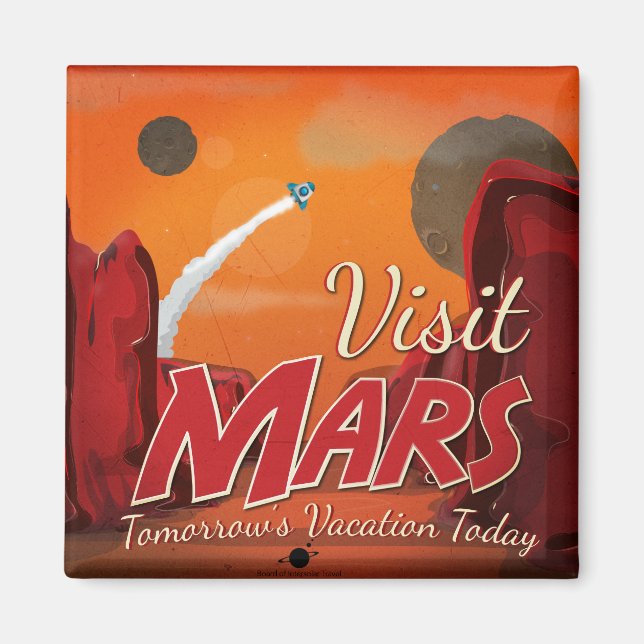Besök Mars Vintage affisch Magnet (Framsidan)