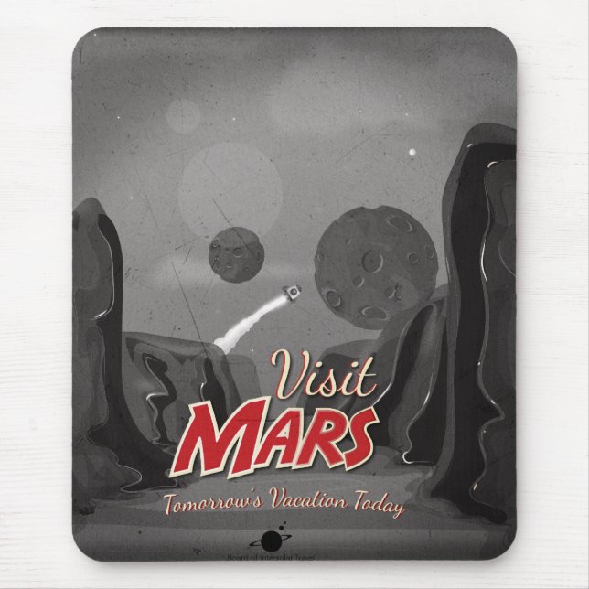 Besök Mars Vintage Affisch Musmatta (Framsidan)