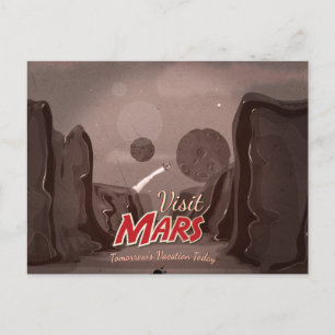 Besök Mars Vintage affisch Vykort
