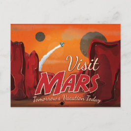 Besök Mars Vintage Affisch Vykort