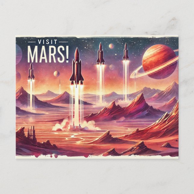 Besök Mars! Vykort (Framsida)