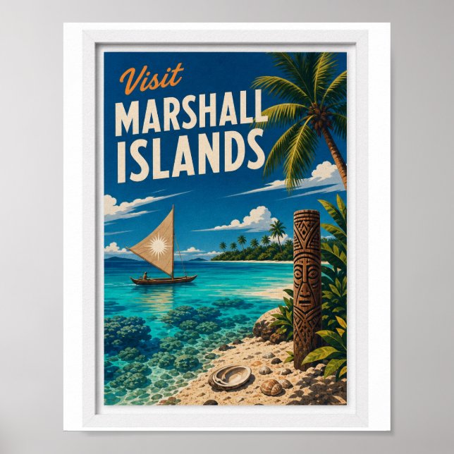 Besök Marshallöarna Resa Vintage Poster (Framsidan)