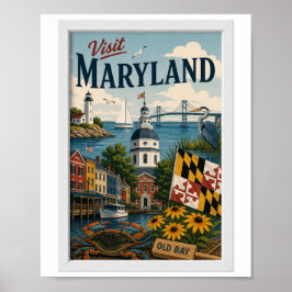 Besök Maryland Resa Vintage Poster