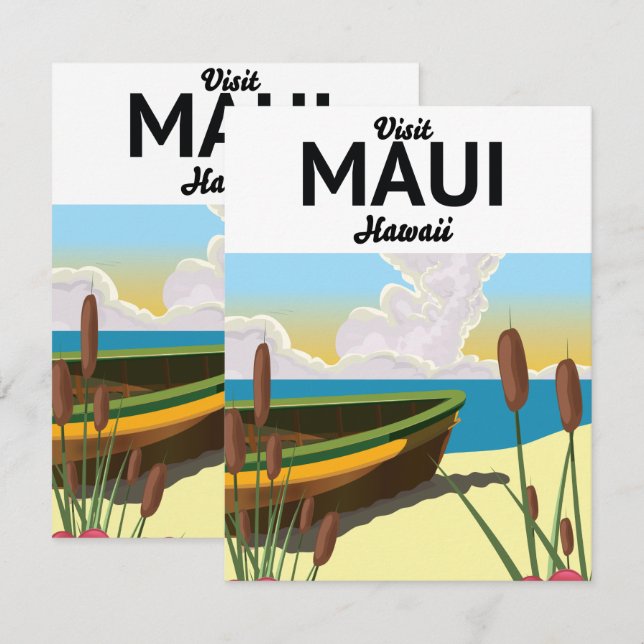 Besök Maui Hawaii turismaffisch (Fram/baksida)