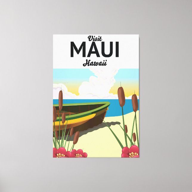 Besök Maui Hawaii turismaffisch Canvastryck (Framsida)