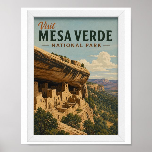 Besök Mesa Verde National Park Resa Vintage Poster (Framsidan)