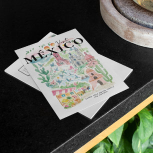 Besök México Vattenfärg Reseskortsbrev Vykort