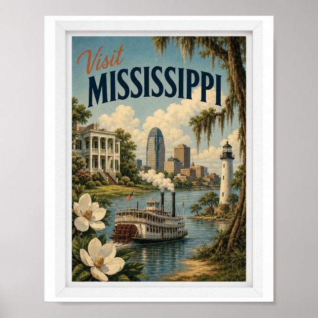 Besök Mississippi Resor Vintage Poster (Framsidan)