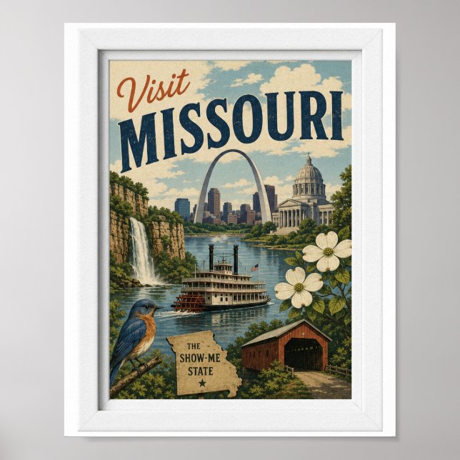 Besök Missouri Resa Vintage Poster (Framsidan)