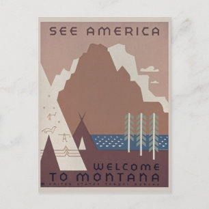 Besök Montana America Vintage Vykort