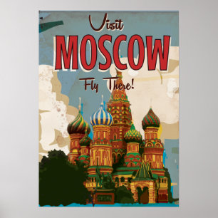 Besök Moskva vintage resor poster