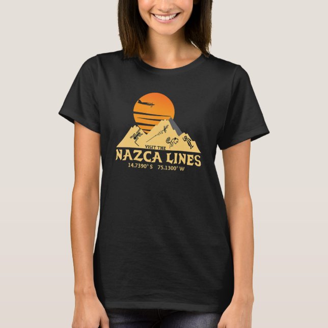 Besök Nazca Linjer Södra Perus samordnare T Shirt (Framsida)