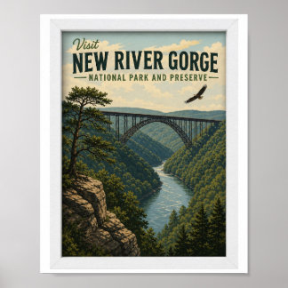 Besök New River Gorge National Park Resa Vintage Poster