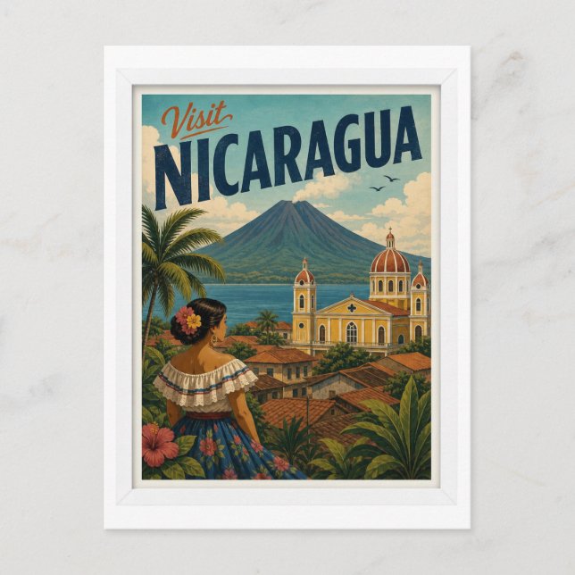 Besök Nicaragua Resa Vintage Vykort (Framsida)