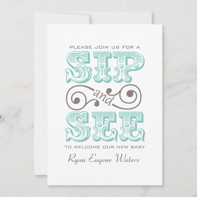 Besök Nyfödd bebis Inbjudningar (Framsida)