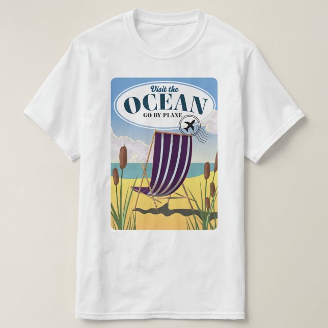 Besök Oceanen "Gå förbi flygplan" T Shirt (Design framsida)