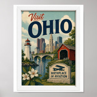 Besök Ohio Resa Vintage Poster