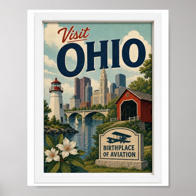 Besök Ohio Resa Vintage Poster (Framsidan)